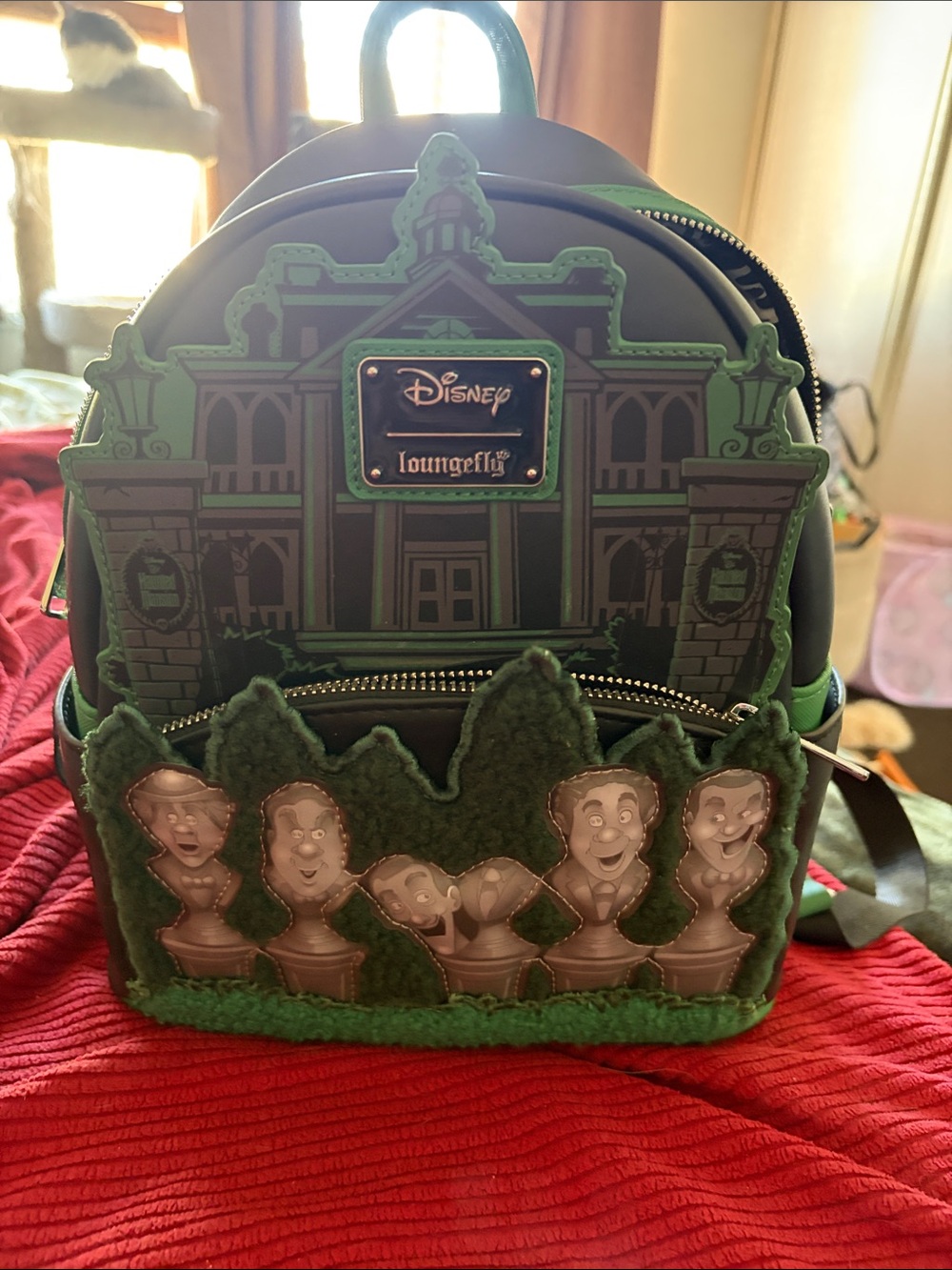 Loungefly Disney Haunted Mansion Green and Black glow in the dark Mini Backpack